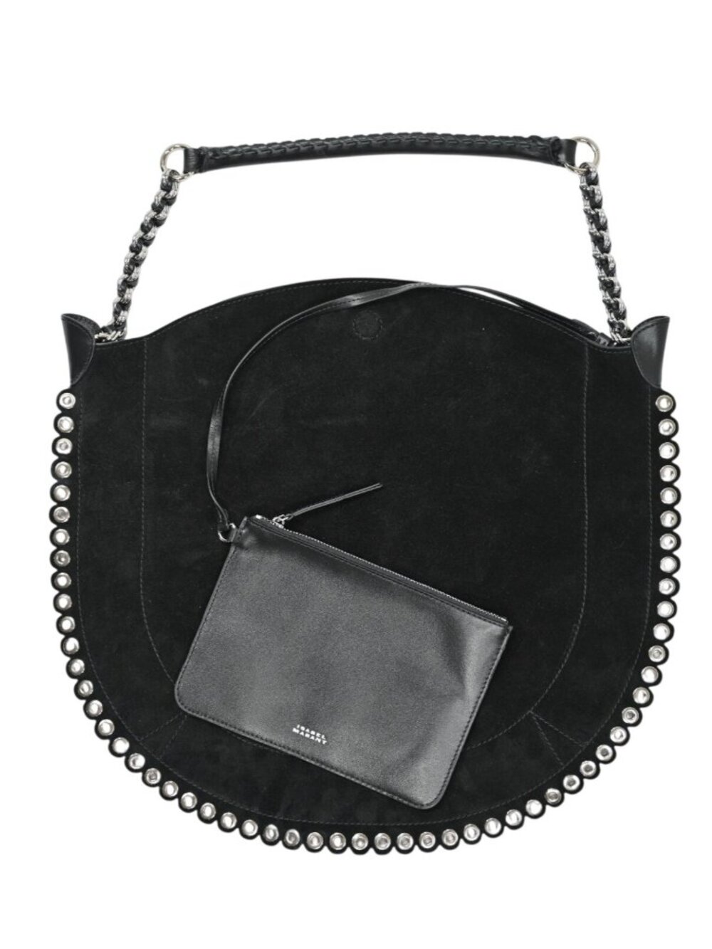 Isabel Marant Oskan Eyelet Trim Hobo Soft Shoulder Bag in Black